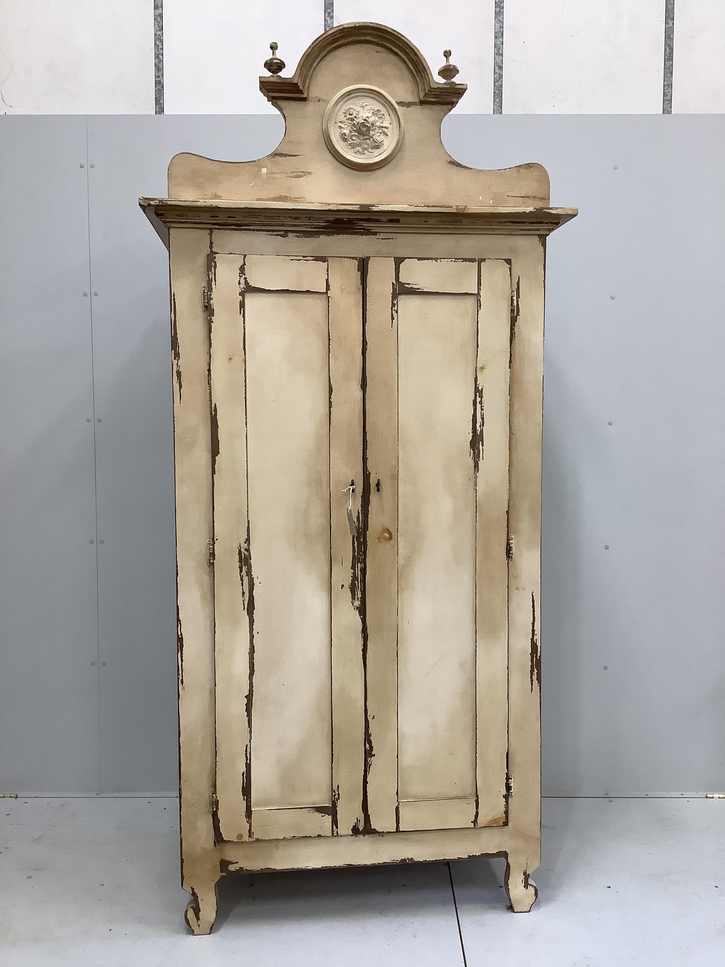 A 19th century style painted armoire, width 109cm, depth 69cm, height 232cm